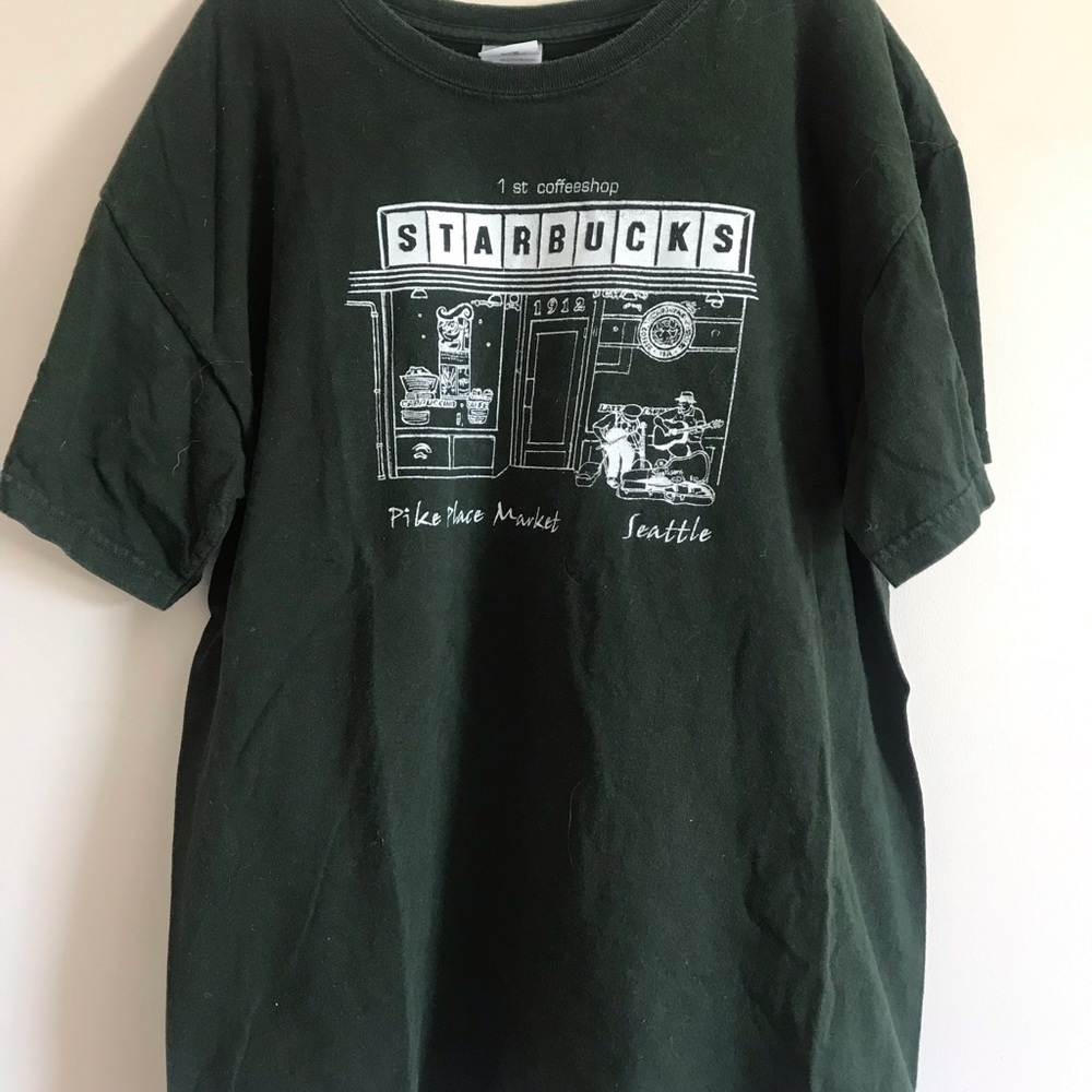 L Vintage Starbucks Green Tee